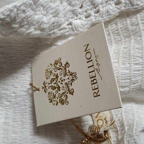 Rebellion Again smocked Peplum crocheted crop top. 239 - Picture 7 of 7